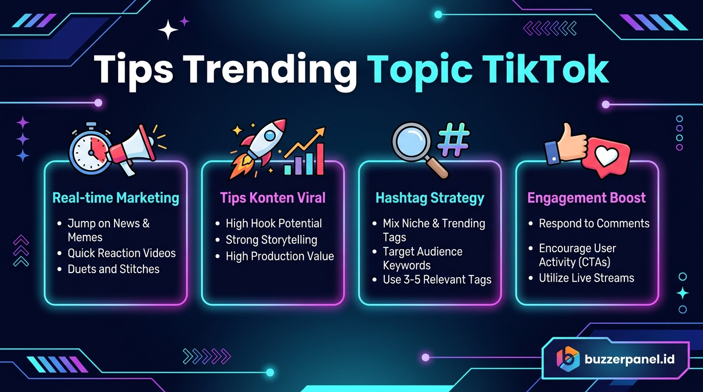 Strategi Konten Trending Topic Tiktok 2026 infografis tips strategi